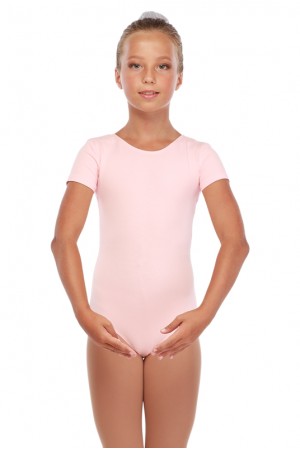 Г 83-301 Купальник гимнастический, рукав-футболка (хлопок) Цвет фламинго